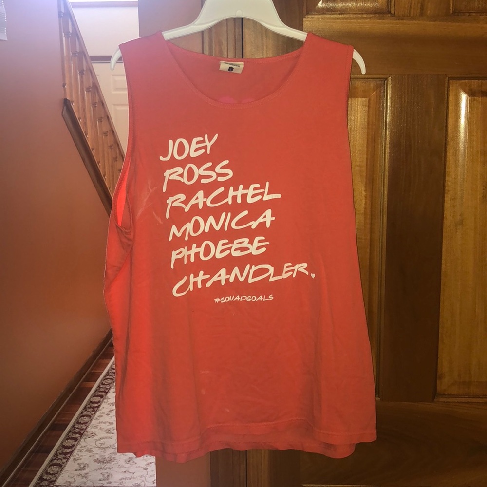 Jadelynn Brooke orange “Friends” tank top